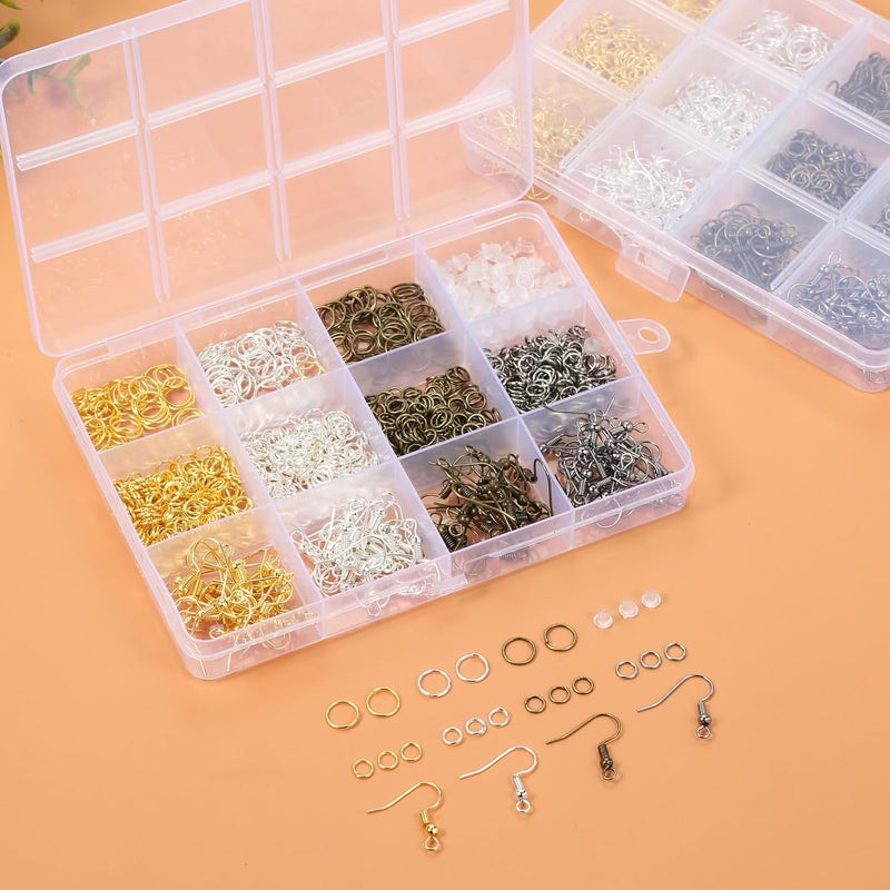 Nkwuire 4 Colors Earring Hooks, 890 Pcs Earring Making Supplies Kit with Hypoallergenic Ear Wires Hooks, Open Jump Rings and Earring Backs for Jewelry Making Findings - Image 3